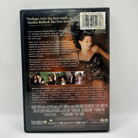 Sandra Bullock's 28 Days Special Edition DVD Rated PG-13 Widescreen Columbia - Picture 2 of 3